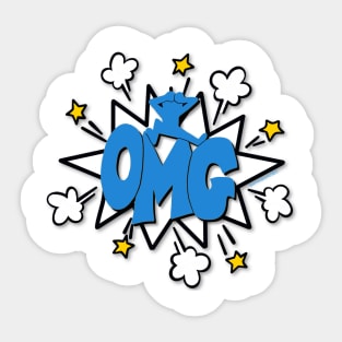 OMG!! Comic Bubble Blue Sticker